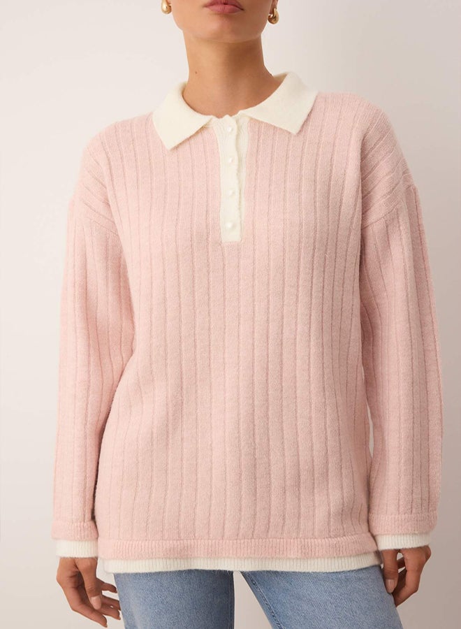 trendyol Powder Color Block Ribana/Camisole Knitwear Sweater - Image 3