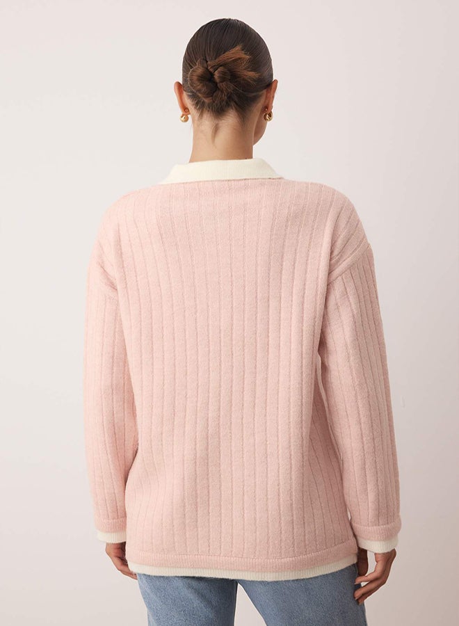 trendyol Powder Color Block Ribana/Camisole Knitwear Sweater - Image 4