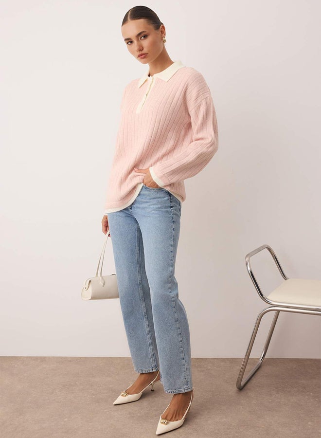 trendyol Powder Color Block Ribana/Camisole Knitwear Sweater - Image 1