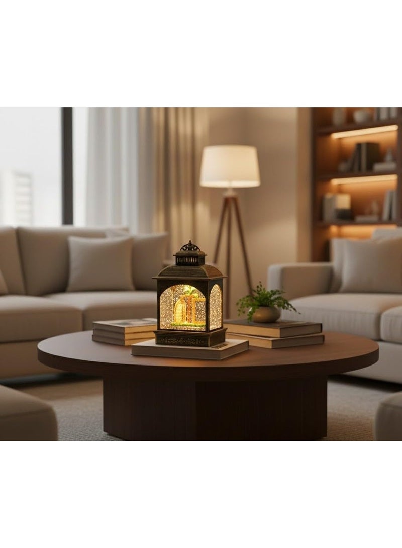 DYD Dubai Water Globe Lantern – LED Wind Lamp with Burj Al Arab, Dubai Frame & Palm Tree | Flat Decorative Globe Light for Home & Gift Bronze, GMXDB002-4 By DYD Delights - Image 1