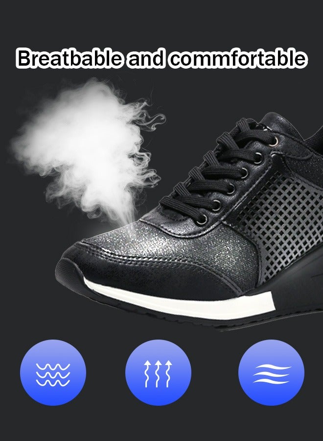 High-heeled women's casual sports shoes with lightweight and stylish height-increasing soles, casual women's shoes with a hidden height design, suitable for dancing, lightweight and comfortable, and featuring a lace-up design.  - Image 5