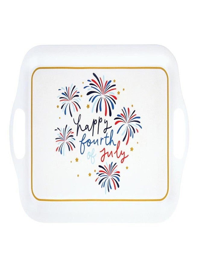 Slant Collections Bamboo Serving Tray, 16.5" x 11.5", Fireworks 4th of July - Image 1
