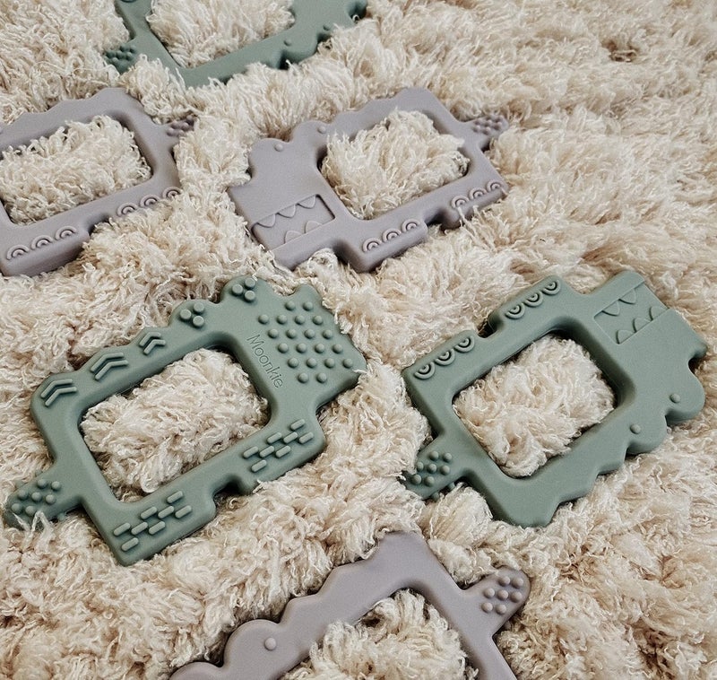 Moonkie Teething Toy, Safe & Easy to Hold BPA Free Silicone Baby Soothing Teethers, Prevent Finger Sucking Teether Toys Best for Babies 0-6 6-12 Months (Crocodile Sage) - Image 4