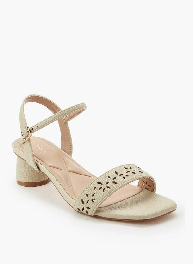 Celeste Beige Women Cutout Design Block Heel Sandals for Women | Best Price UAE
