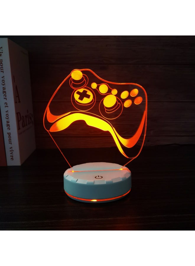 3D Night Light Game Handle Headset Series Creative Atmosphere USB Table Lamp Gift Lamp Gift XBOX-Color:Gamepad -10-Dimensions:Black Base: Touch +16 Color Remote Control - Image 1