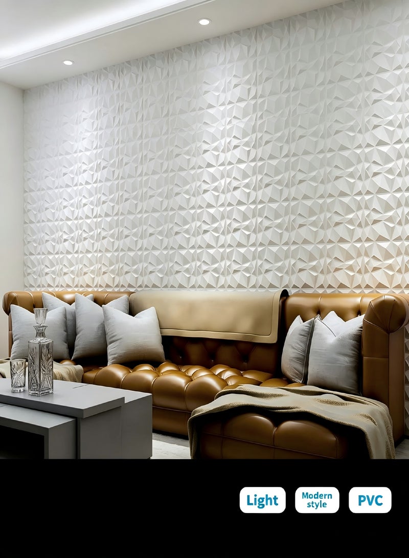 AiheArron 16Pack 3D Wall Panels, 30x30cm PVC Waterproof Wall Panel Diamond Textured Modern Decor Wall Tiles Accent Wall Panels for Living Room Bedroom Hotel Office(White) - Image 4