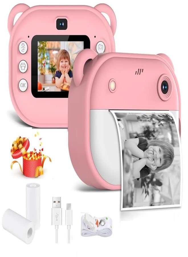 CADDLE & TOES Kids Instant Print Camera – Mini Digital HD Photo & Video Camcorder with Games | Fun Learning Toy for Boys & Girls Ages 4-18 | Includes 2 Print Rolls – Ideal Gift for Kids (Pink) - Image 1