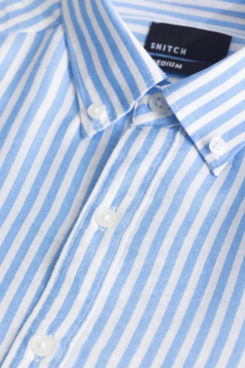 SNITCH Stripehaven Light Blue Stripe Shirt - Image 2
