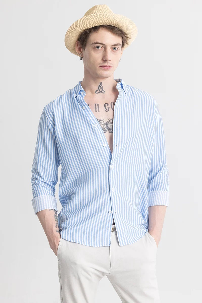 SNITCH Stripehaven Light Blue Stripe Shirt - Image 1