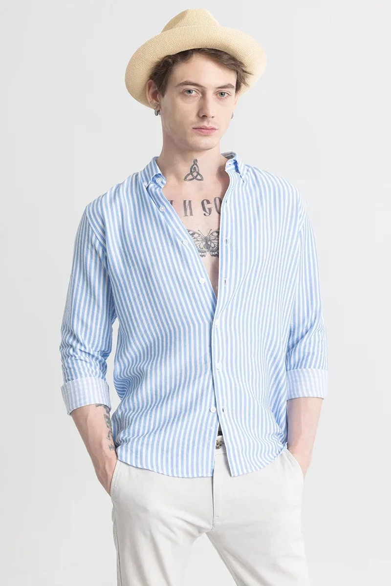 SNITCH Blue Stripehaven Light Blue Stripe Shirt for Men | Best Price UAE