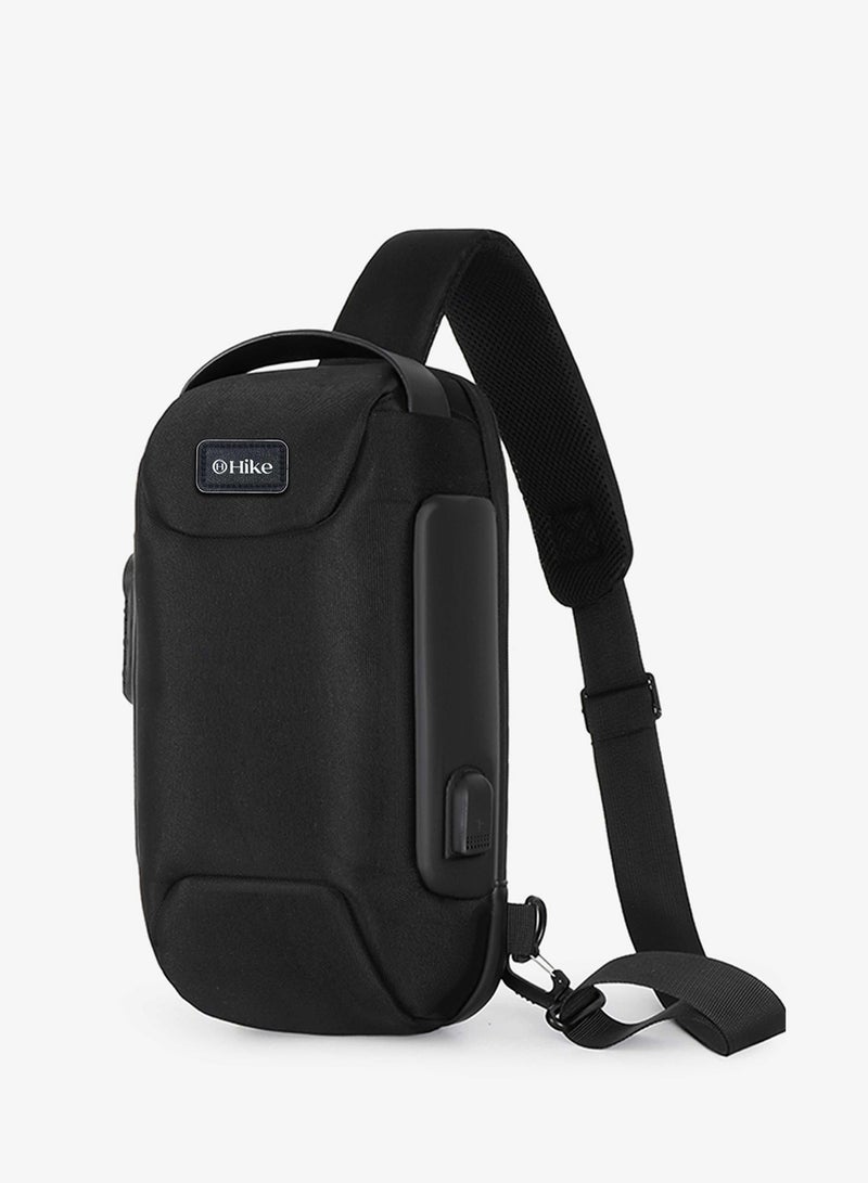 هايك Hike Unisex Crossbody Bag Water Resistant Anti-Theft Shoulder Bag with Built in USB Port and 3-Digit Combination lock for Business Travel Outdoor Shopping, HKSBYG-BLACK - Image 1