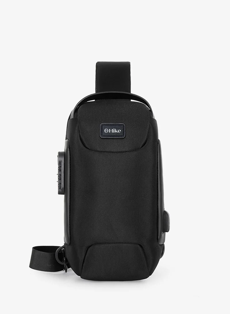 هايك Hike Unisex Crossbody Bag Water Resistant Anti-Theft Shoulder Bag with Built in USB Port and 3-Digit Combination lock for Business Travel Outdoor Shopping, HKSBYG-BLACK