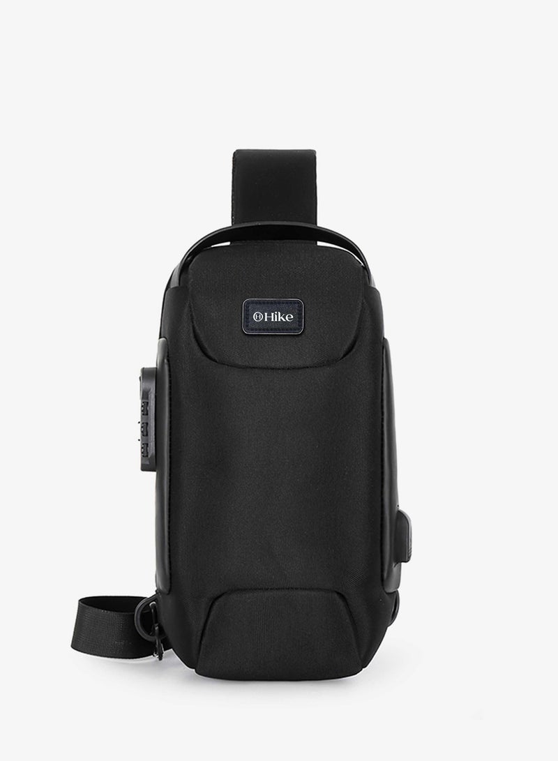 هايك Hike Unisex Crossbody Bag Water Resistant Anti-Theft Shoulder Bag with Built in USB Port and 3-Digit Combination lock for Business Travel Outdoor Shopping, HKSBYG-BLACK - Image 2