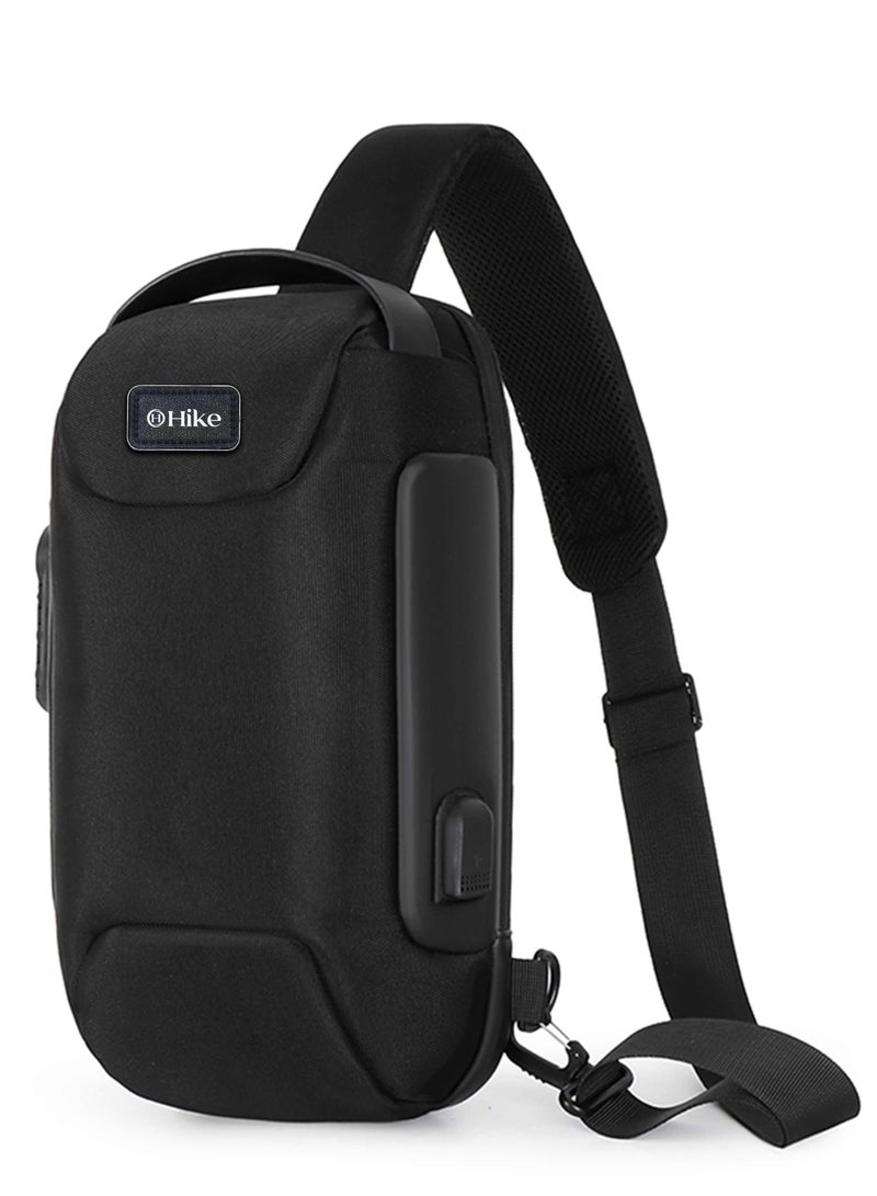 هايك Hike Unisex Crossbody Bag Water Resistant Anti-Theft Shoulder Bag with Built in USB Port and 3-Digit Combination lock for Business Travel Outdoor Shopping, HKSBYG-BLACK - Image 1