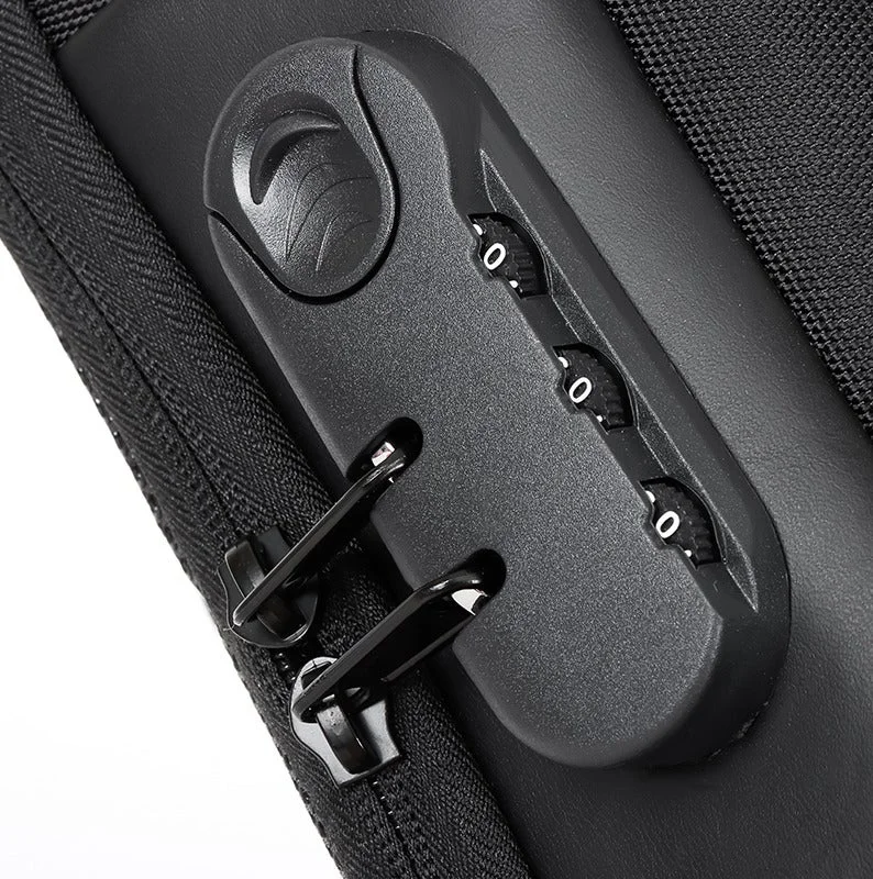 Hike Black Unisex Crossbody Bag Water Resistant Anti-Theft Shoulder Bag with Built in USB Port and 3-Digit Combination lock for Business Travel Outdoor Shopping, HKSBYG, Black  | Best Price UAE