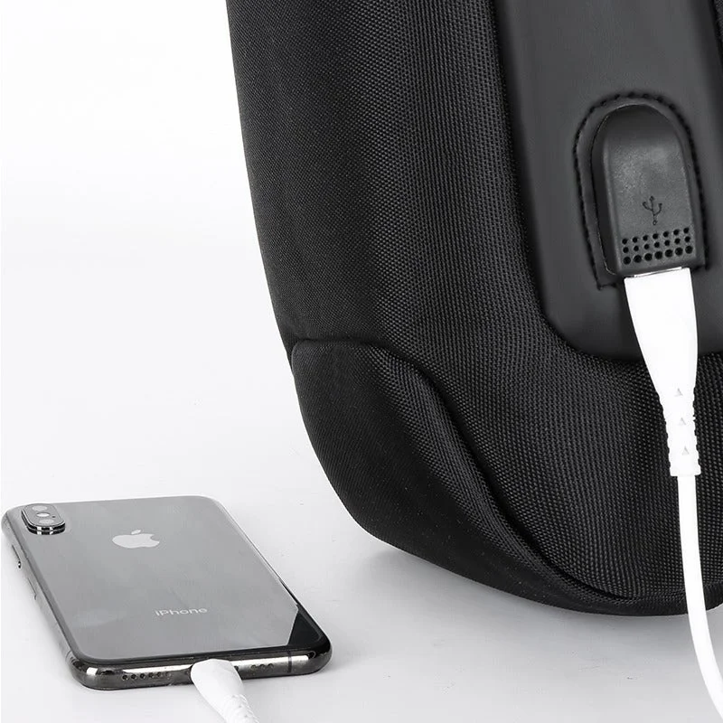 Hike Black Unisex Crossbody Bag Water Resistant Anti-Theft Shoulder Bag with Built in USB Port and 3-Digit Combination lock for Business Travel Outdoor Shopping, HKSBYG, Black  | Best Price UAE