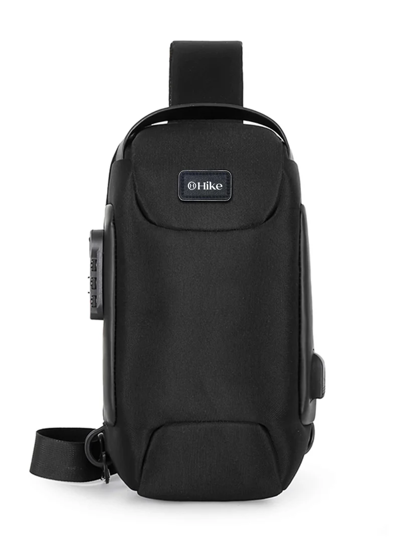 Hike Black Unisex Crossbody Bag Water Resistant Anti-Theft Shoulder Bag with Built in USB Port and 3-Digit Combination lock for Business Travel Outdoor Shopping, HKSBYG, Black  | Best Price UAE