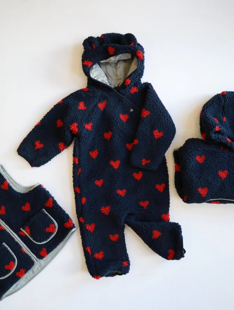 Boys' And Girls' Faux Lamb Fur Vest Thickened Soft Glutinous Hooded Jacket Children'S Warm Western Style Jumpsuit - Image 1