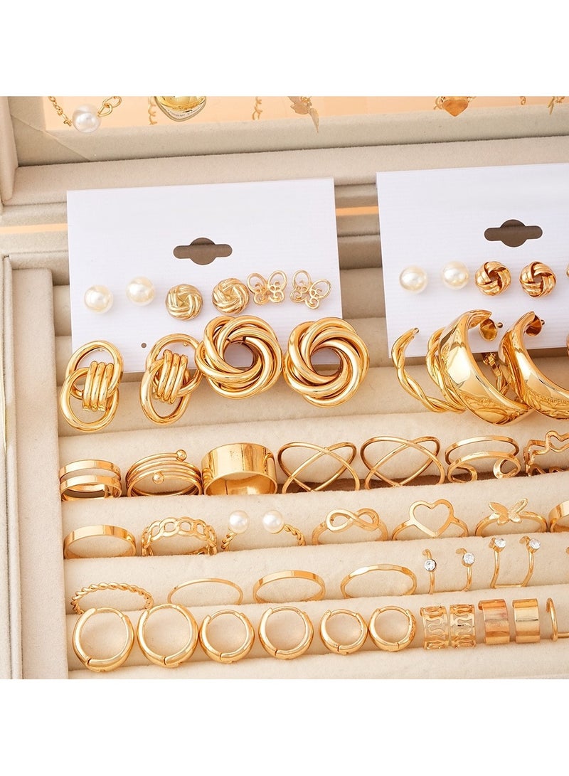 Huitich Gold Color Multi-Piece Jewelry Set Alloy Rings, Earrings & Necklaces Assorted Sizes & Styles  - Image 5