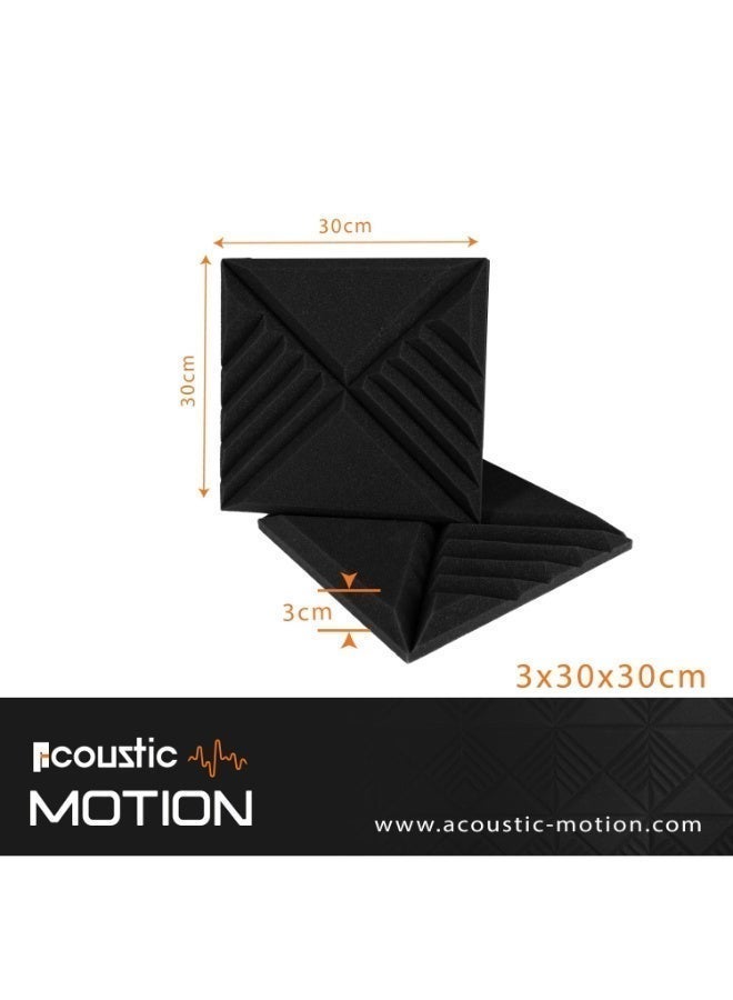 ACOUSTIC MOTION Acoustic Foam Panels, Sound Proof Mix design Panel With Self-Adhesive Set Of 12 piece 5x30x30Cm Dark Grey, basic for studio,home,recording and Acoustic Room Treatment - Image 2