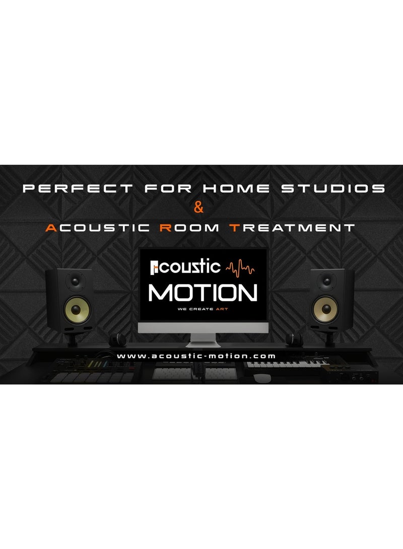 ACOUSTIC MOTION Acoustic Foam Panels, Sound Proof Mix design Panel With Self-Adhesive Set Of 12 piece 5x30x30Cm Dark Grey, basic for studio,home,recording and Acoustic Room Treatment - Image 5
