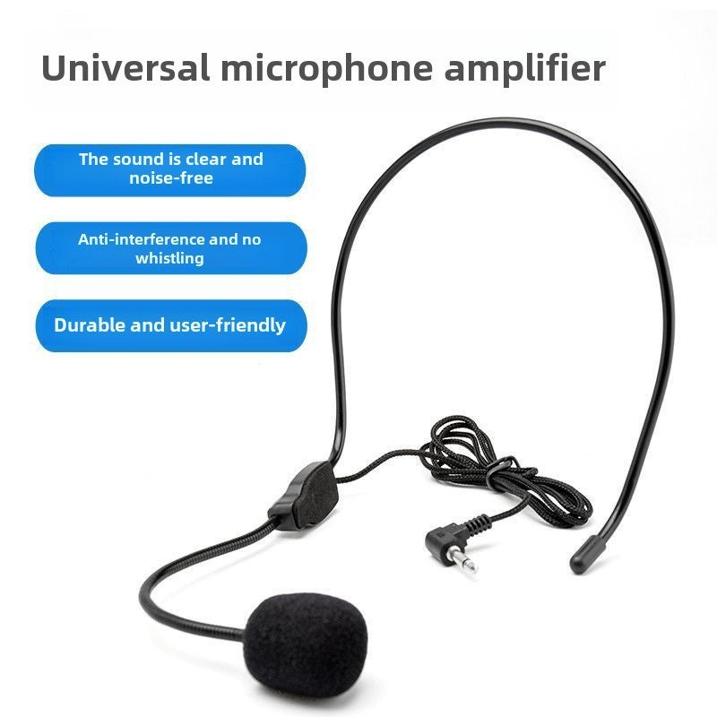 Wired Headset Microphone Amplifier Speaker PC Transmitter Black 