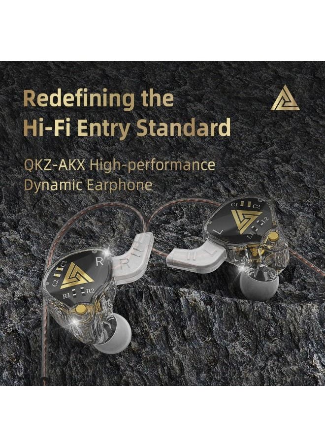 QKZ - QKZ AKX In-Ear Dynamic Earphone, Professional Monitoring Level Headphone, HiFi-Headphones with Microphone and Noise Isolation, Universal 3.5mm Earbud Headphones with Microphone for Running, Gaming - Image 1