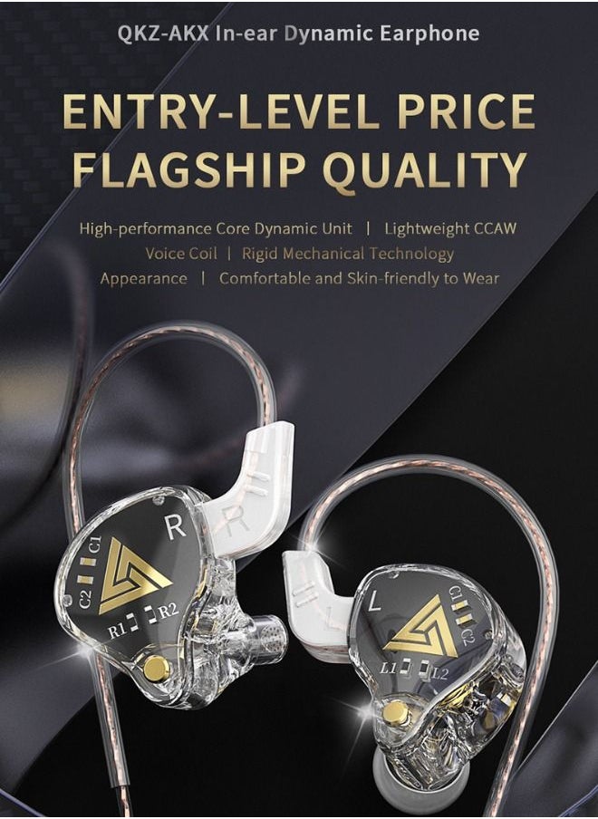 QKZ - QKZ AKX In-Ear Dynamic Earphone, Professional Monitoring Level Headphone, HiFi-Headphones with Microphone and Noise Isolation, Universal 3.5mm Earbud Headphones with Microphone for Running, Gaming - Image 1