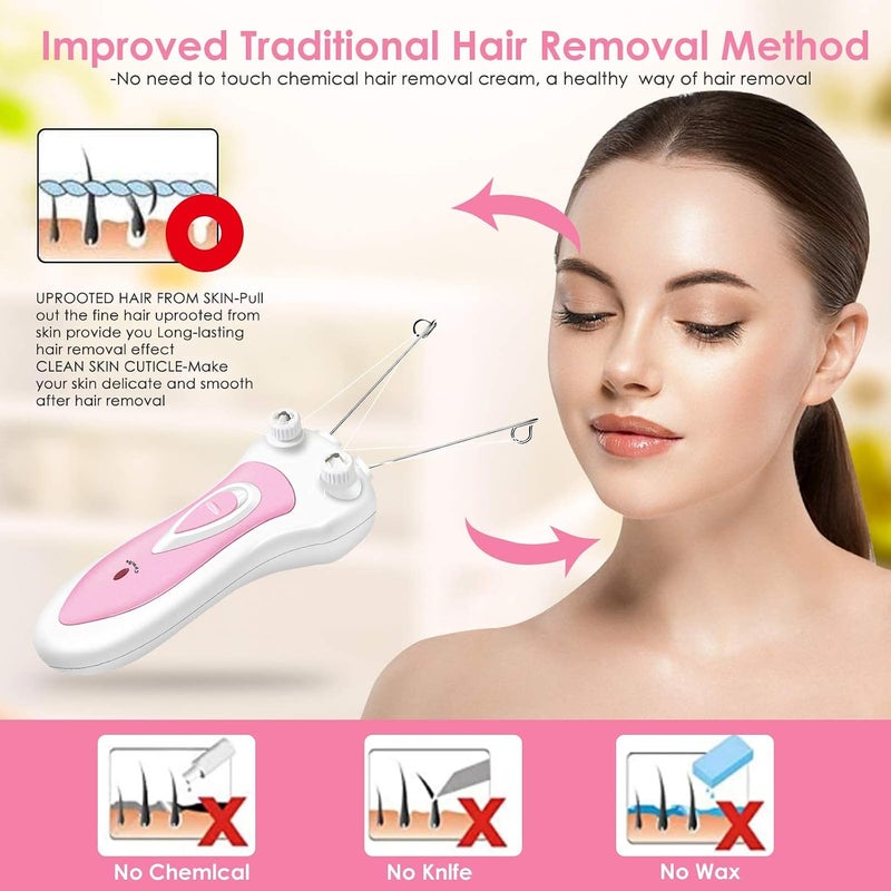 MAKINGTEC Ladies Facial Hair Remover, Electric Cordless Cotton Threading Epilator for Women, Lips Cheek Arm Leg Hair Removal Shaver, Pull Faces Delicate Device Depilation - Image 2
