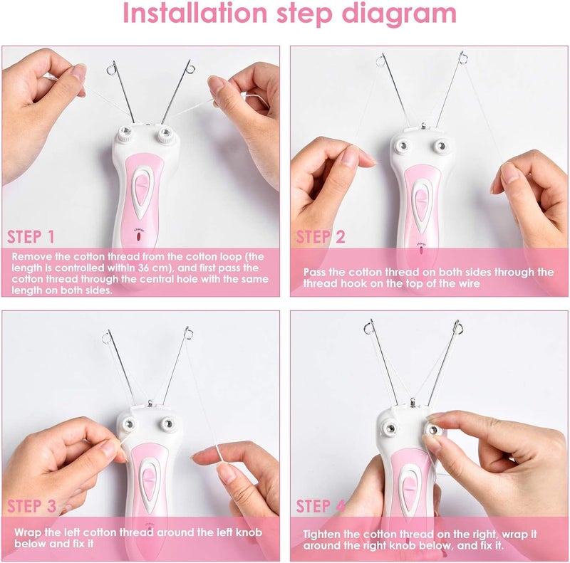 MAKINGTEC Ladies Facial Hair Remover, Electric Cordless Cotton Threading Epilator for Women, Lips Cheek Arm Leg Hair Removal Shaver, Pull Faces Delicate Device Depilation - Image 3