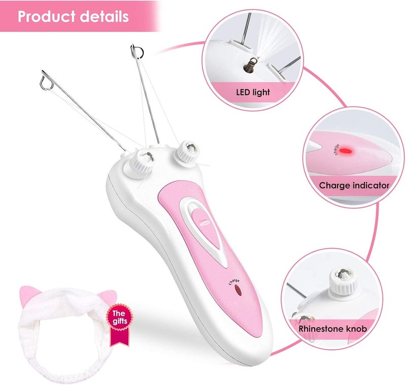 MAKINGTEC Ladies Facial Hair Remover, Electric Cordless Cotton Threading Epilator for Women, Lips Cheek Arm Leg Hair Removal Shaver, Pull Faces Delicate Device Depilation - Image 5