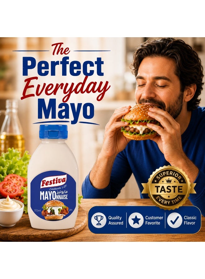 Festiva Mayonnaise 500ml - Creamy Mayo Sandwich Spread for Burgers, Sandwiches, Wraps and Snacks - Dip and Dressing - Image 5