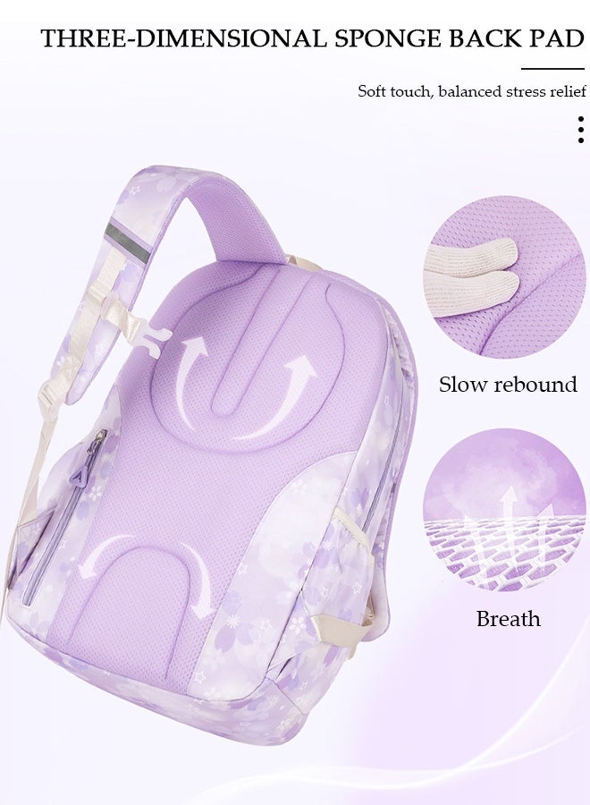 DUNISO Kids School Backpack, Large Capacity Backpack for Girls, Lightweight Schoolbag for Teen Girls Bookbag with Compartments Reflective Strip, Watrer Resistant Bookbag for Elementary Primary School - Image 4