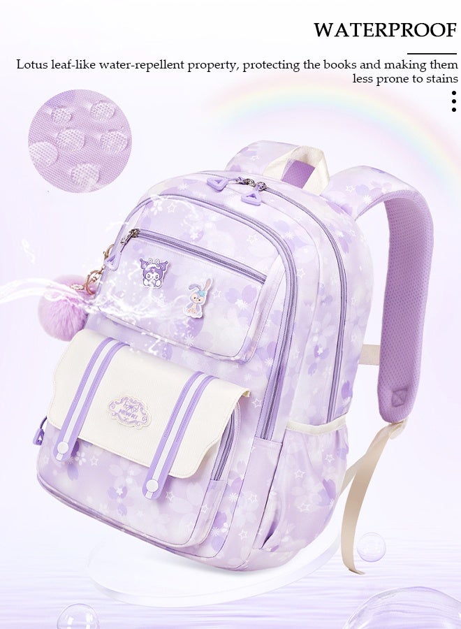 DUNISO Kids School Backpack, Large Capacity Backpack for Girls, Lightweight Schoolbag for Teen Girls Bookbag with Compartments Reflective Strip, Watrer Resistant Bookbag for Elementary Primary School - Image 3