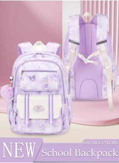 DUNISO Kids School Backpack, Large Capacity Backpack for Girls, Lightweight Schoolbag for Teen Girls Bookbag with Compartments Reflective Strip, Watrer Resistant Bookbag for Elementary Primary School  - Image 1