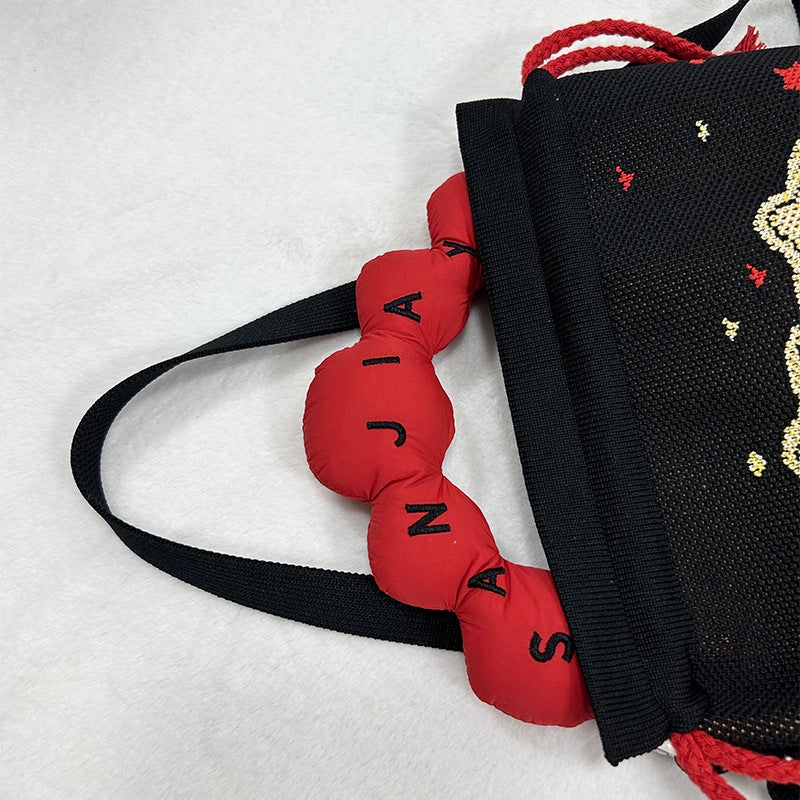 Korean Style New Cute Xiaofu Bag Handbag Xiaozhong All-Match Design Knitted Bag Large Capacity Crossbody Shoulder Bag - Image 4