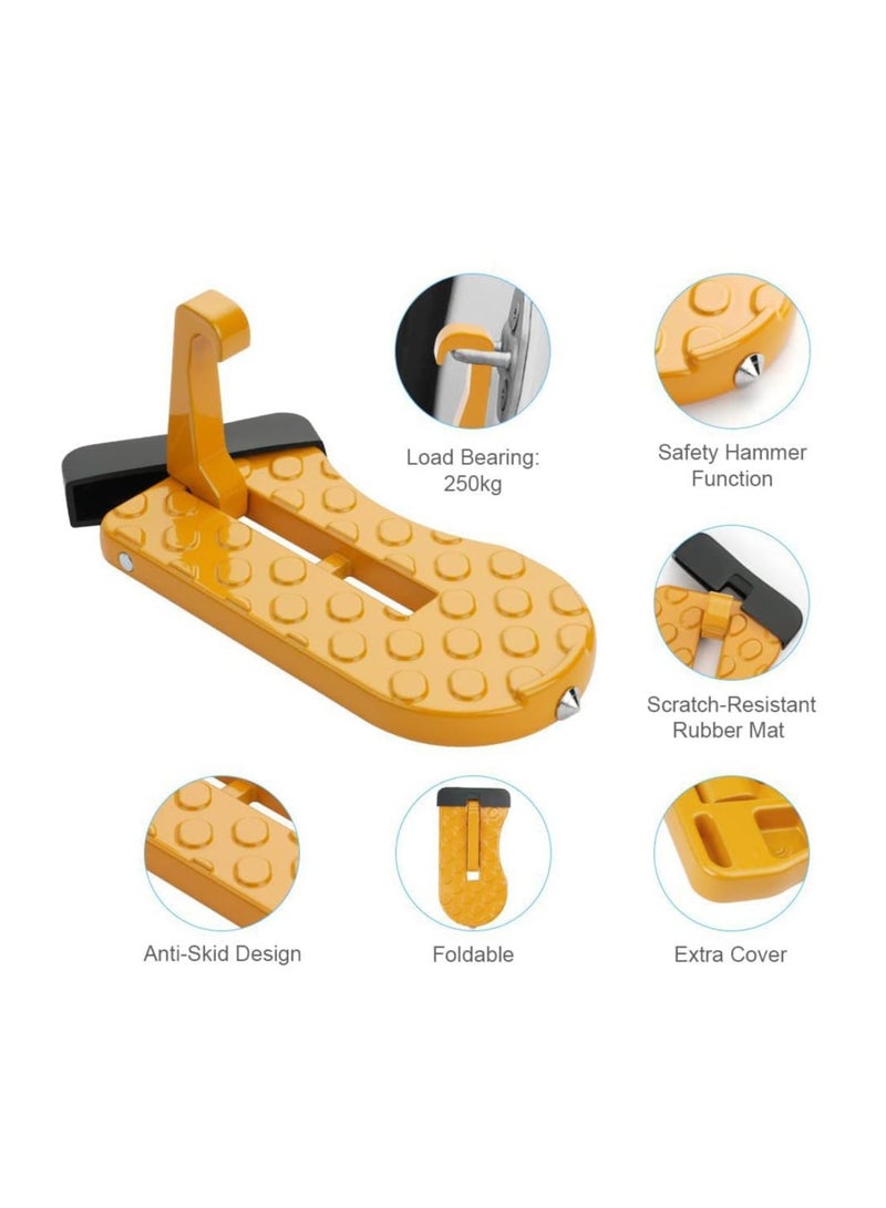 Car Door Step with Glass Breaker Safety Hammer  Roof Rack Access,Car Automotive Foldable Roof Rack Door Step - Fits Most Car, for SUV and Truck, Max Load 400 lbs - Image 4