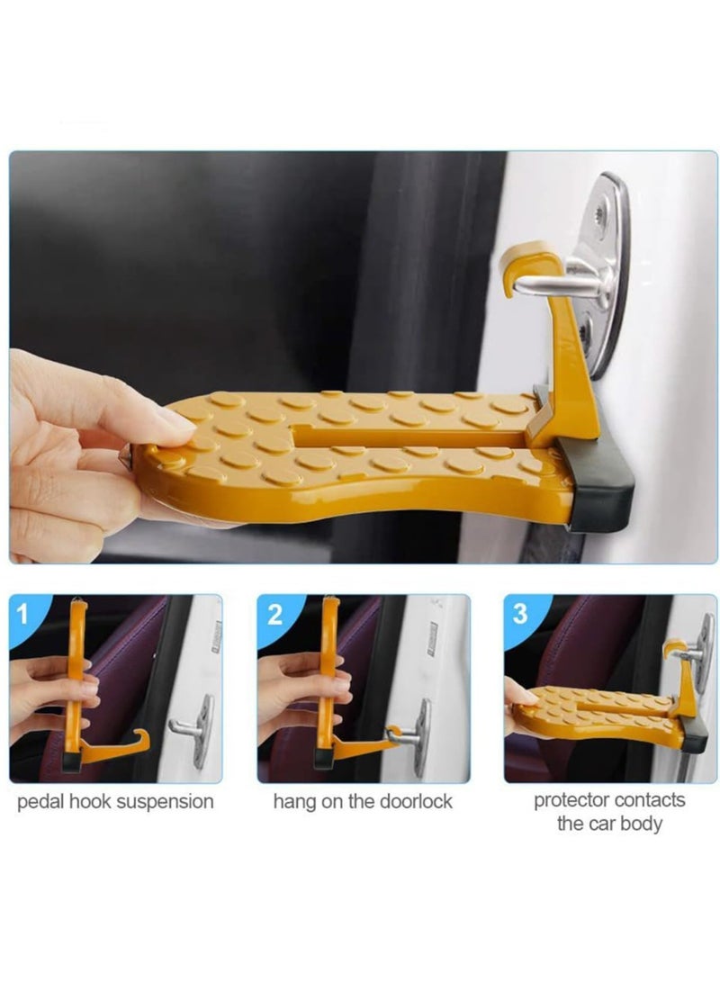 Car Door Step with Glass Breaker Safety Hammer  Roof Rack Access,Car Automotive Foldable Roof Rack Door Step - Fits Most Car, for SUV and Truck, Max Load 400 lbs - Image 3
