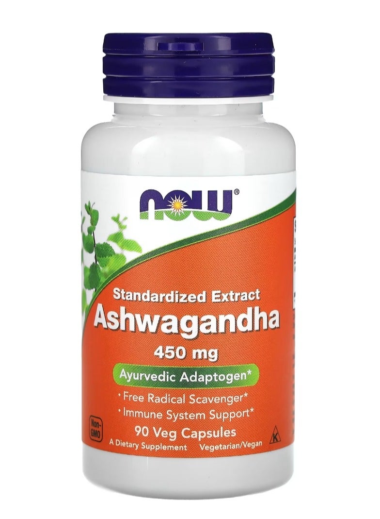 now Ashwagandha Standardized Extract 450 mg 90 Veg Capsules - Image 1