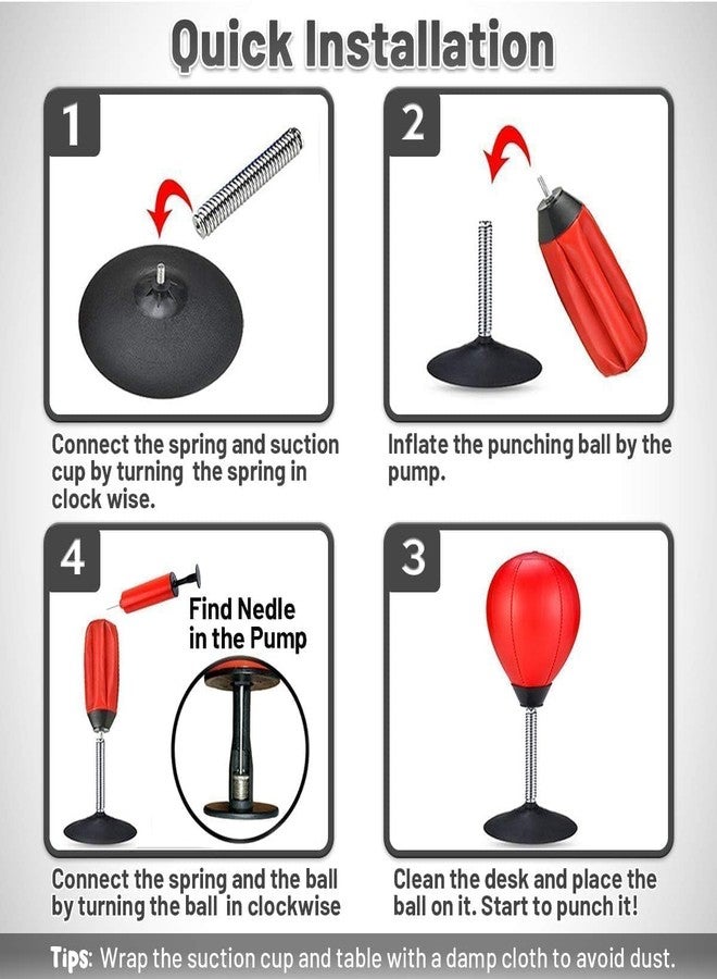 PIHARVA Desktop Punching Bag Stress Buster | Boxing Punch Ball with Suction Cup | Stress Relief Speed Ball for Office & Home | Fun Desk Toy for Kids & Adults | Boxing Kit with Pump for Stress Relief - Image 2