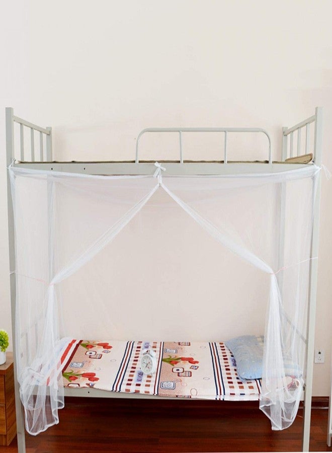 Entatial Mosquito Net for Double Bed, 4 Corner Post Bed Canopy Mosquito Net Full Queen Size Netting White with Dustproof Top Foldable Bug Mesh for Camping, Travelling(95x195x150cm) - Image 2