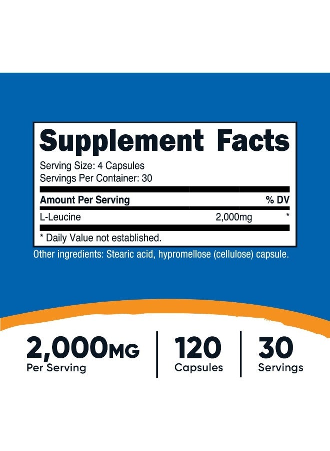 Nutricost L-Leucine 2,000Mg, 120 Vegetarian Capsules, Non-Gmo, Gluten Free, 30 Servings - Image 2
