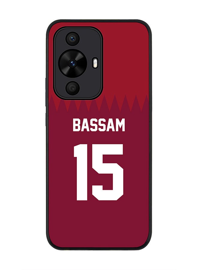 Stylizedd Rugged Black edge case for Huawei nova 12s / Huawei nova 11/ Huawei nova 12 Lite 4G, Slim fit Soft Cover - Football Team - Qatar, Player Name - Bassam - Image 1