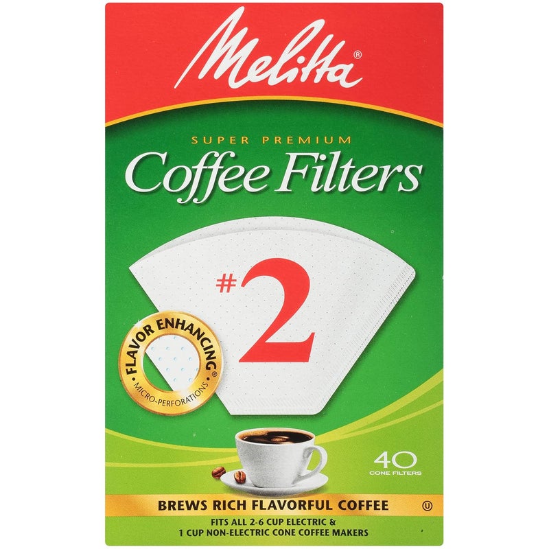 Melitta 2 Cone Coffee Filters White 40 Count Pack of 12 - Image 1