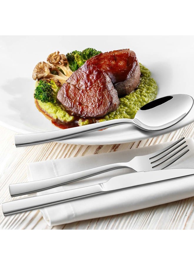 HaWare 53-Piece Silverware Set with Steak Knives, Solid Stainless Steel Flatware Serving Utensils, Elegant Modern Design Cutlery Tableware Set for Home Holiday Gift, Dishwasher Safe-Servive for 8 - Image 5