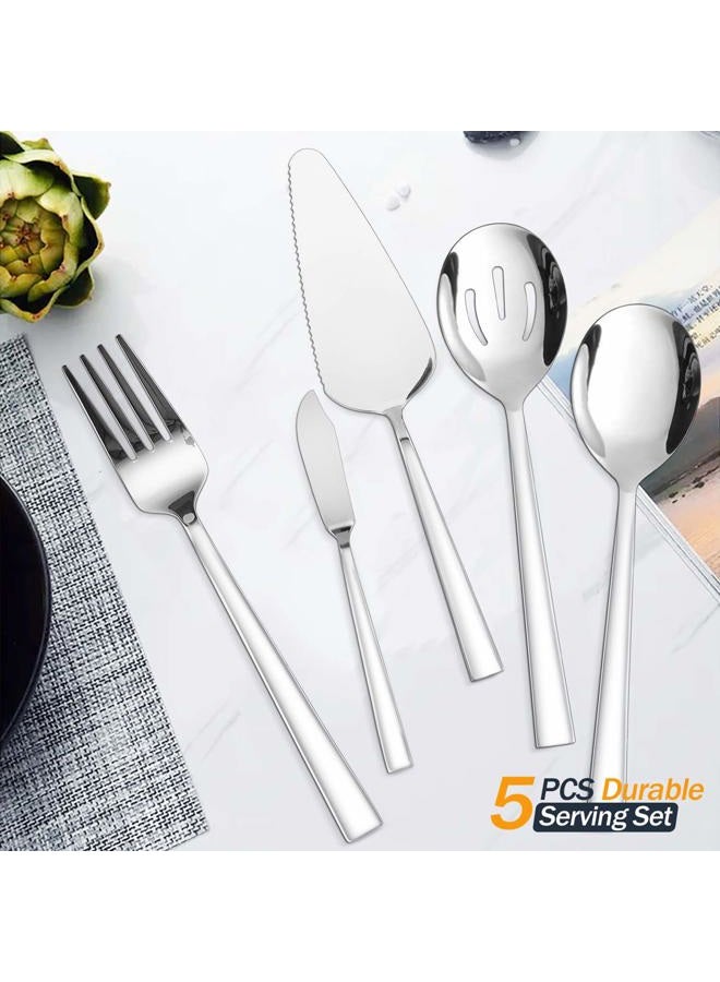 HaWare 53-Piece Silverware Set with Steak Knives, Solid Stainless Steel Flatware Serving Utensils, Elegant Modern Design Cutlery Tableware Set for Home Holiday Gift, Dishwasher Safe-Servive for 8 - Image 4
