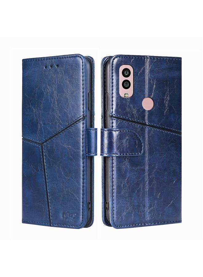 اس-توب جراب هاتف Kyocera Android One S10 المصنوع من الجلد بخياطة هندسية - Image 1