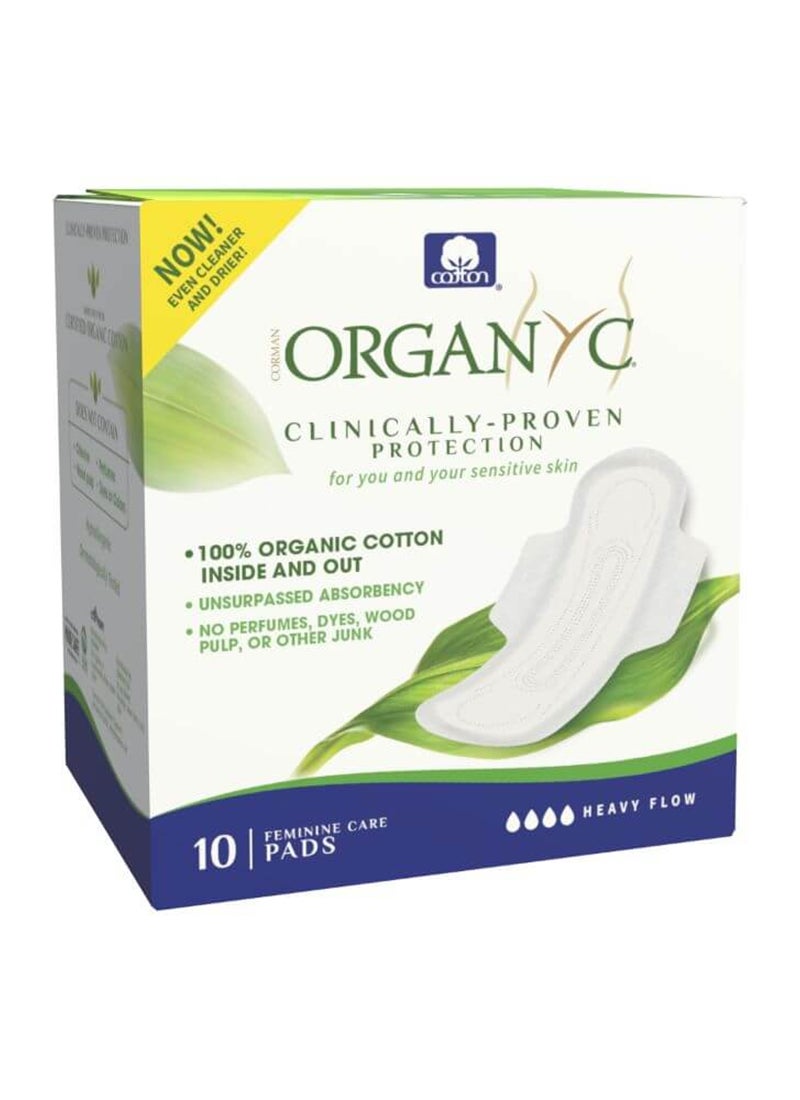 ORGANYC 100% Cotton Pads Heavy Flow 10 Pcs - Image 1