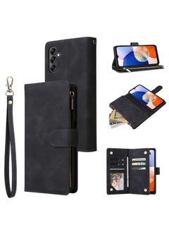Generic Case Cover For Samsung Galaxy A15 5G Multifunctional Frosted Zipper Wallet Leather Phone Case Black 