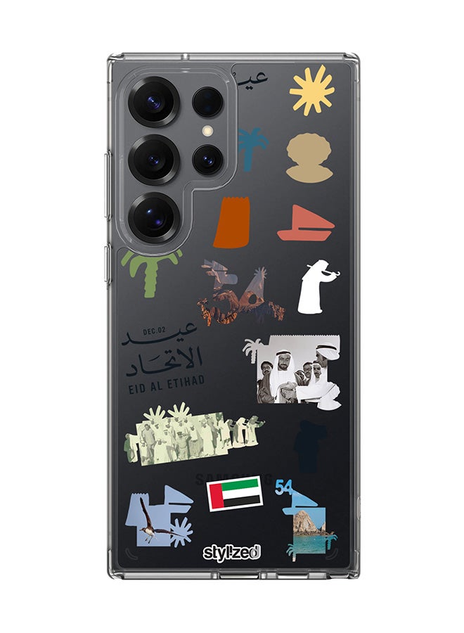 Stylizedd Classic Clear Compatible With Samsung Galaxy S25 Ultra , Hybrid Soft Case Flexible Edges Anti Drop TPU PC Gel Thin Transparent Cover - Eid Al Etihad 54th UAE National Day, Transparent - Image 1